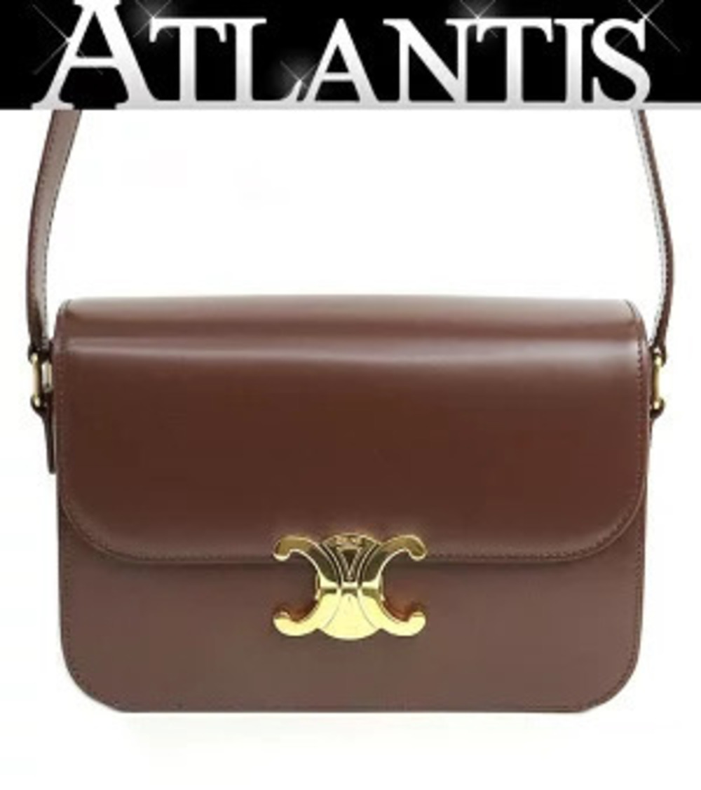 Celine Triomphe Shoulder Bag Calfskin Chestnut
